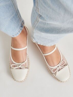 DOLCE VITA Cambre Ballet Flats White Mesh Classic Espadrille